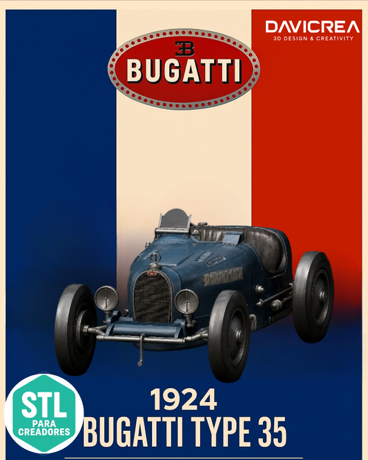 Bugatti Type 35 Vintage – Diseño Clásico de Carreras