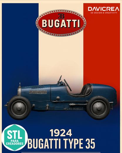 Bugatti Type 35 Vintage – Diseño Clásico de Carreras