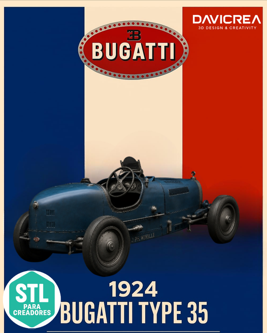Bugatti Type 35 Vintage – Diseño Clásico de Carreras