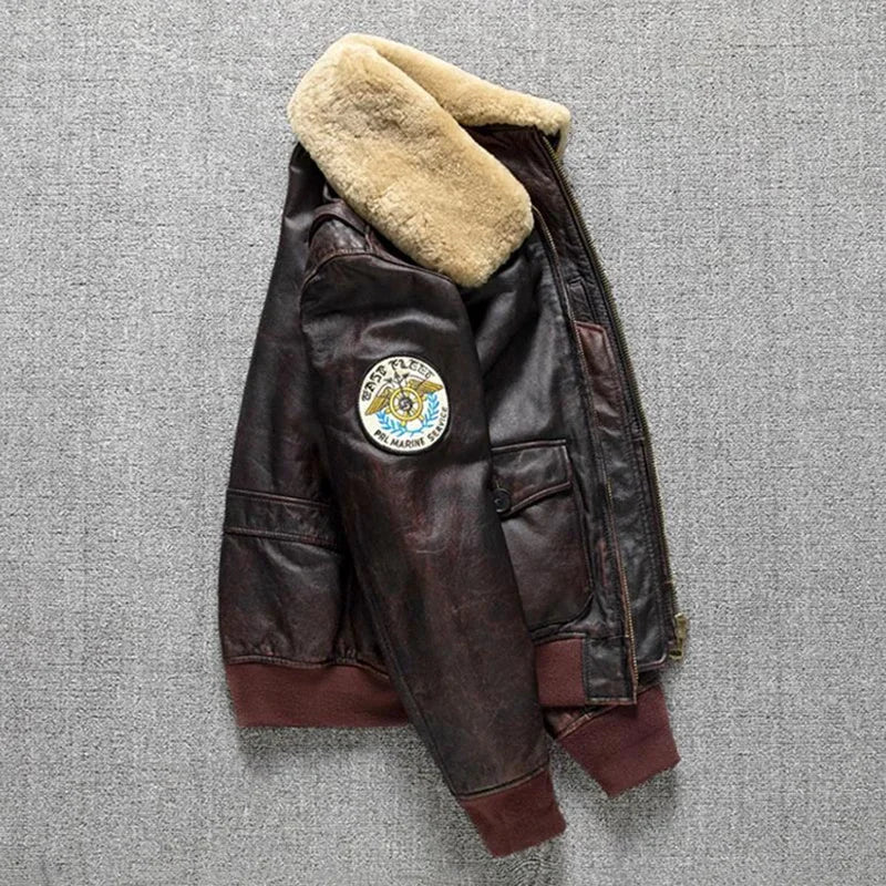 Chaqueta de Cuero G1 Air Force – Estilo Militar Vintage