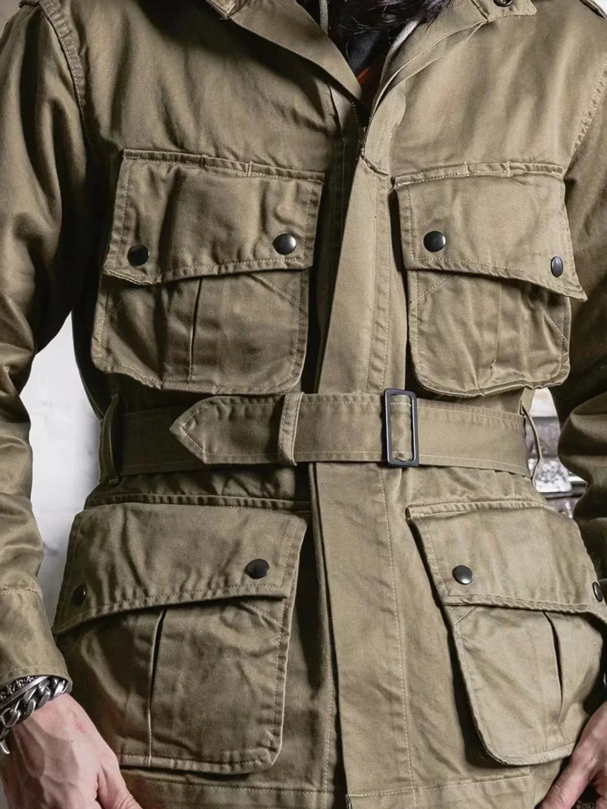 Rugged Bronson M1942 Paratrooper Jump Jacket – Estilo Militar Vintage para Hombre
