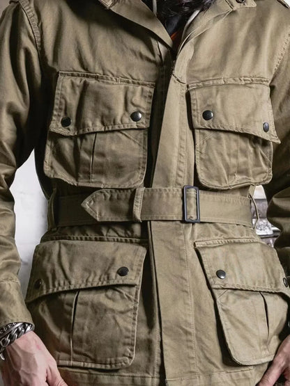 Rugged Bronson M1942 Paratrooper Jump Jacket – Estilo Militar Vintage para Hombre
