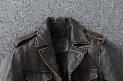 Chaqueta de Cuero M43 – Estilo Moto & Biker Vintage para Hombre