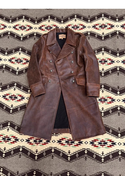 Italian Calfskin Military Coat – Cidu Luxury Long Real Leather Jacket