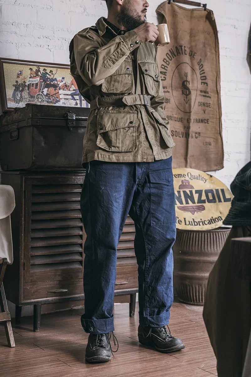 Rugged Bronson M1942 Paratrooper Jump Jacket – Estilo Militar Vintage para Hombre