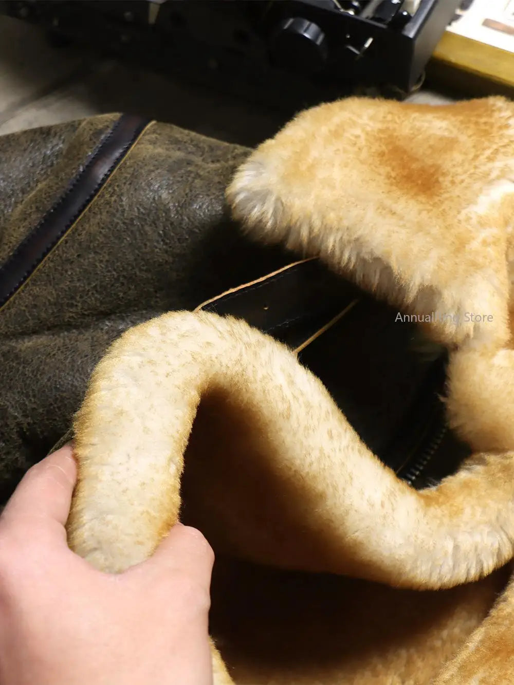 Original Merino Shearling Classic B3 Pilot Jacket Men's Warm Vintage Genuine Leather Fur Jacket