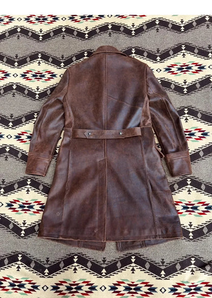 Italian Calfskin Military Coat – Cidu Luxury Long Real Leather Jacket