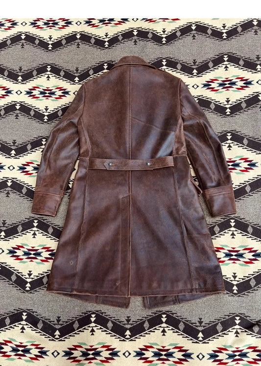 Italian Calfskin Military Coat – Cidu Luxury Long Real Leather Jacket