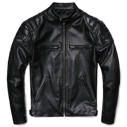 Chaqueta de Cuero de Vaca Vintage Camel para Hombre – Corte Slim y Estilo Motociclista
