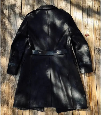 Italian Calfskin Military Coat – Cidu Luxury Long Real Leather Jacket