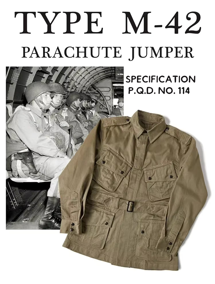 Rugged Bronson M1942 Paratrooper Jump Jacket – Estilo Militar Vintage para Hombre