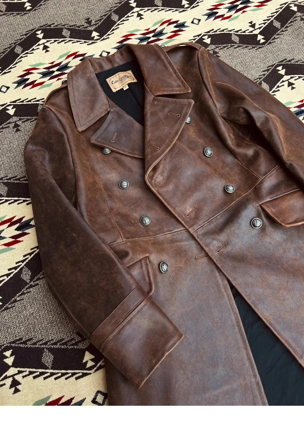 Italian Calfskin Military Coat – Cidu Luxury Long Real Leather Jacket