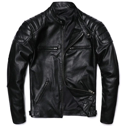 Chaqueta de Cuero de Vaca Vintage Camel para Hombre – Corte Slim y Estilo Motociclista