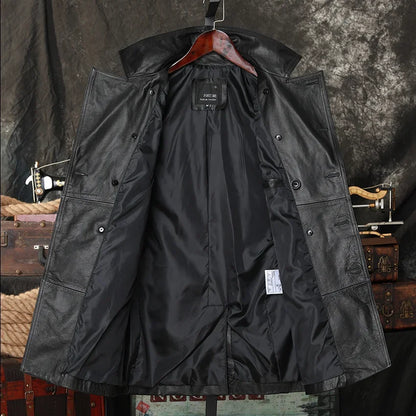 Chaqueta larga de cuero genuino estilo casual Modelo: M923