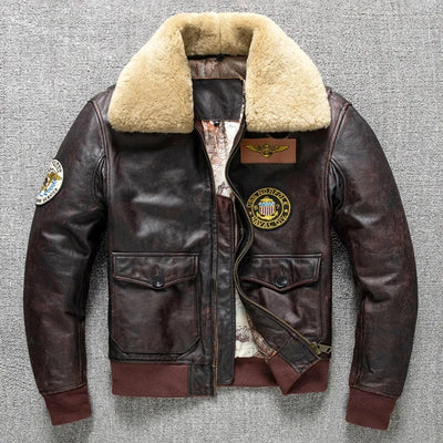 Chaqueta de Cuero G1 Air Force – Estilo Militar Vintage